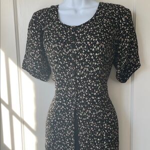 Black Floral Button-Front Maxi Dress